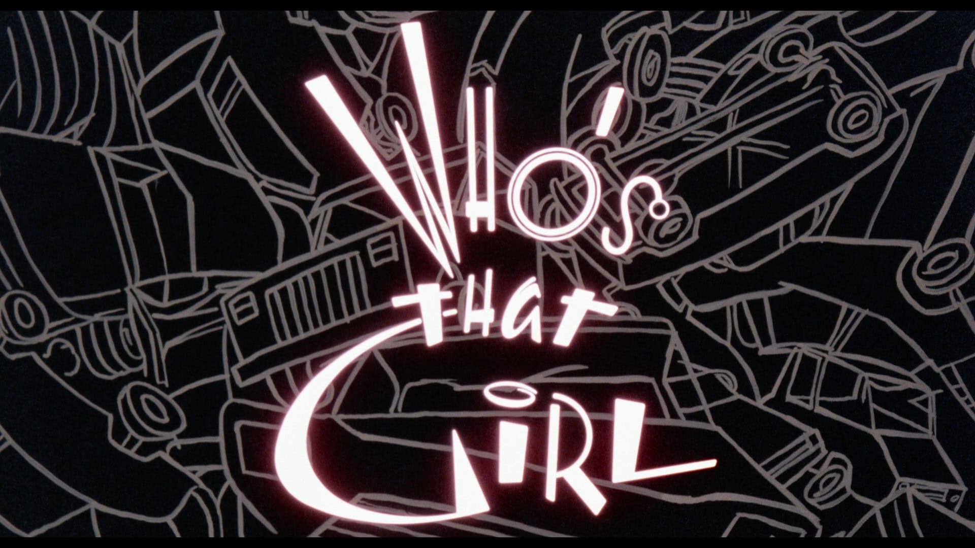 Who's That Girl title card via Shout Factory 2024 Blu-ray
