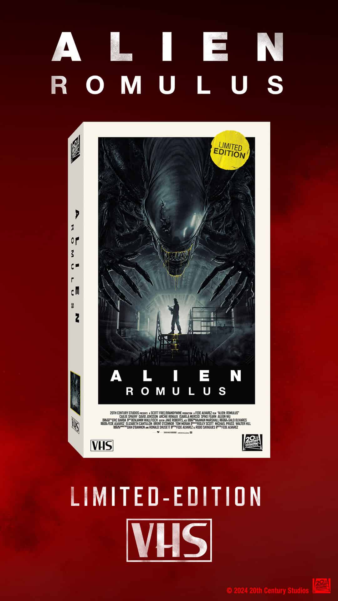 20th Century Studios Announces Release of Alien: Romulus on Limited Edition VHS 1