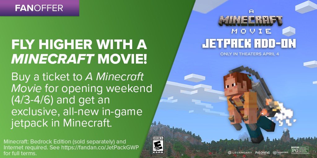 A Minecraft Movie has tickets now available to buy at Fandango at Home 3