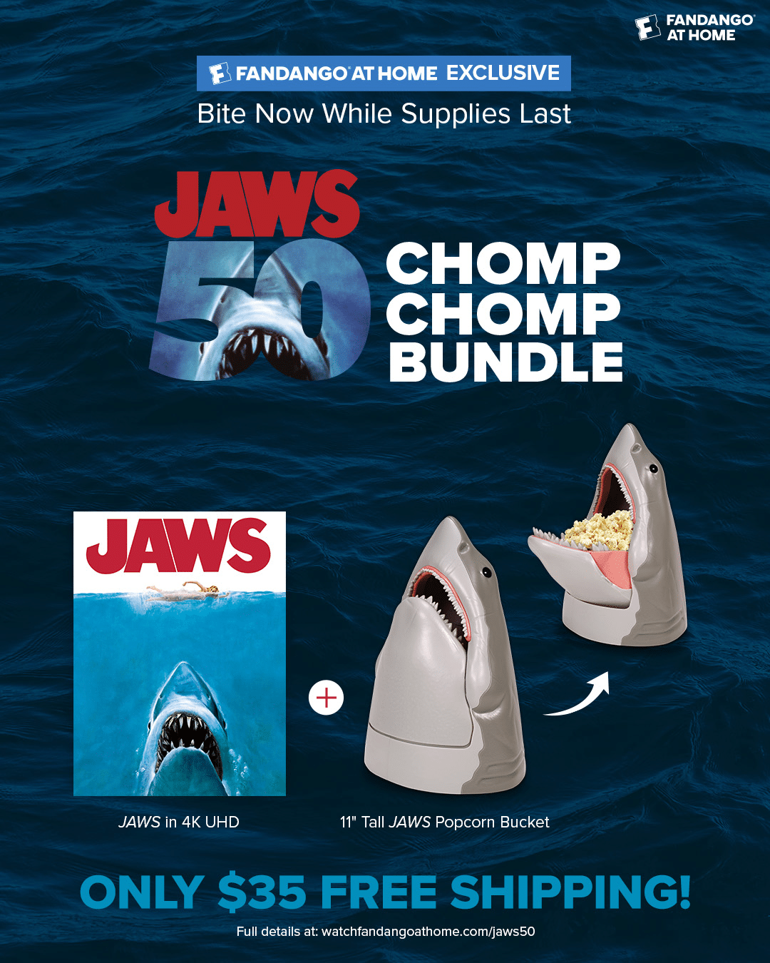 Fandango’s Jaws Bundle Proves Some Movies Earn Their Shark-Themed Popcorn Buckets